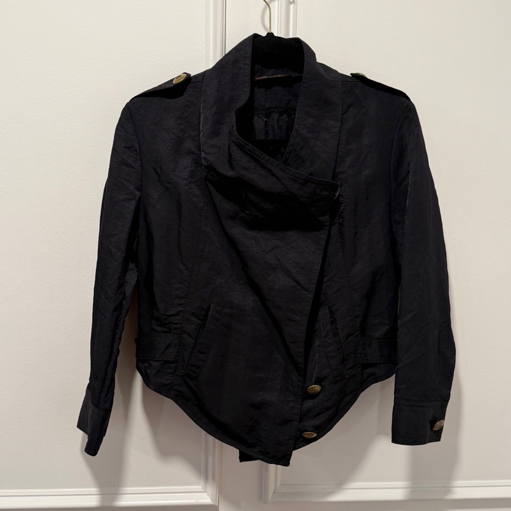 Design Today’s‎ Women’s Size M/L Drape Front Moto Jacket Asymmetric Zip Epaulets